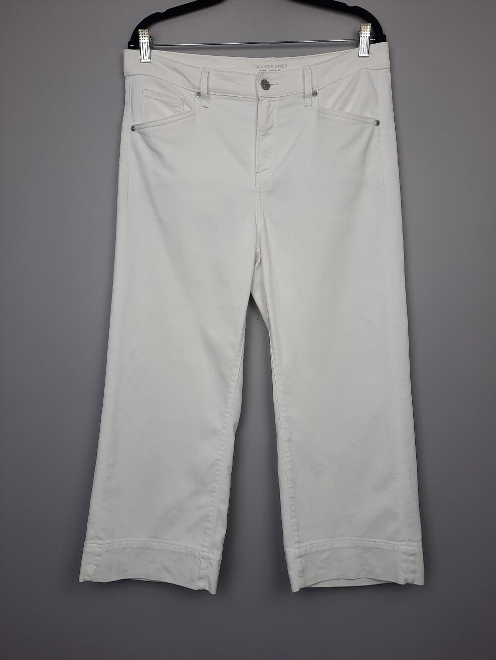 Chico's White High Rise Cropped Wide Leg Denim Pants size 8